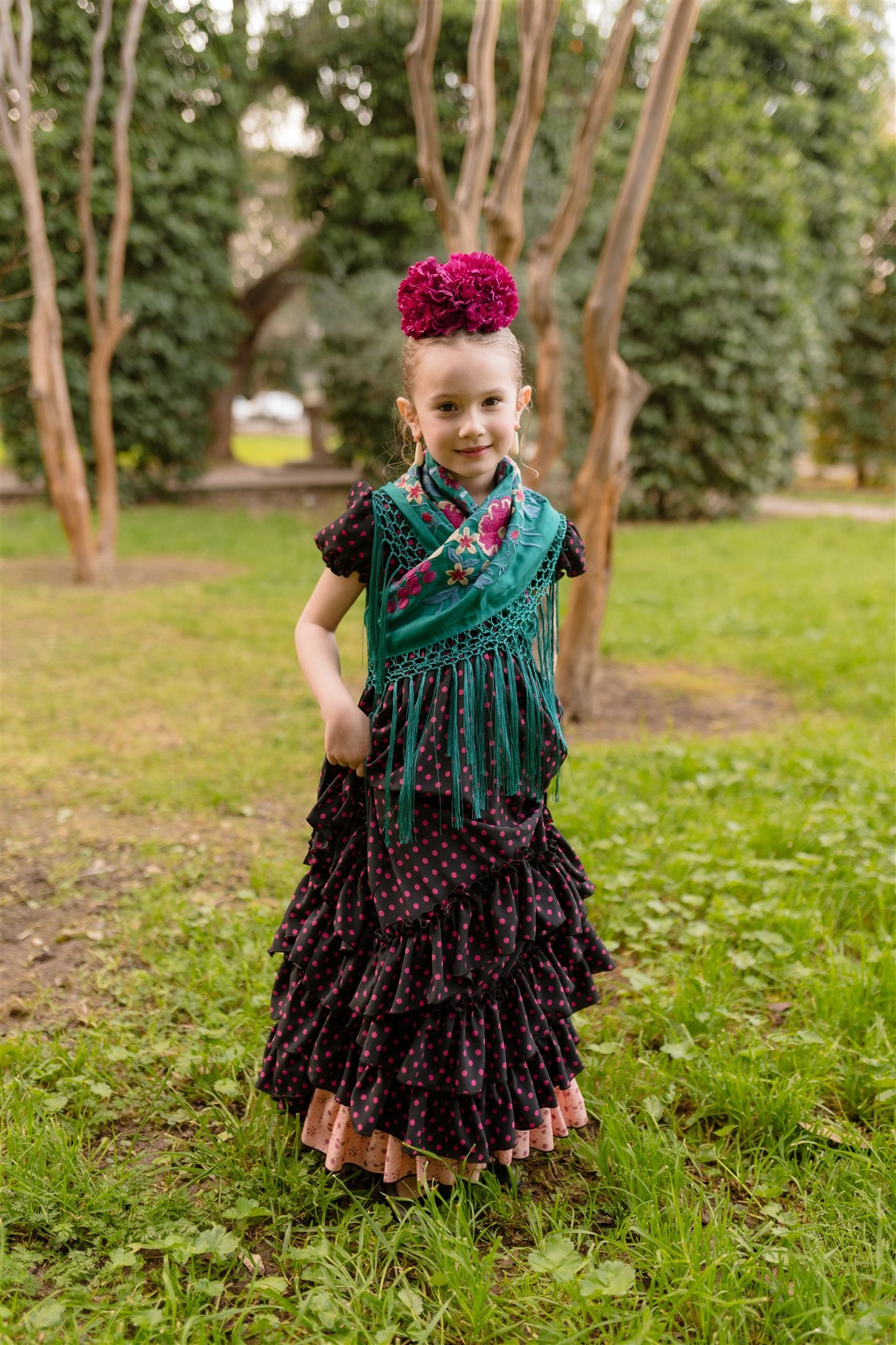 TRAJE DE FLAMENCA MARIFE (NEGRO/FUCSIA)