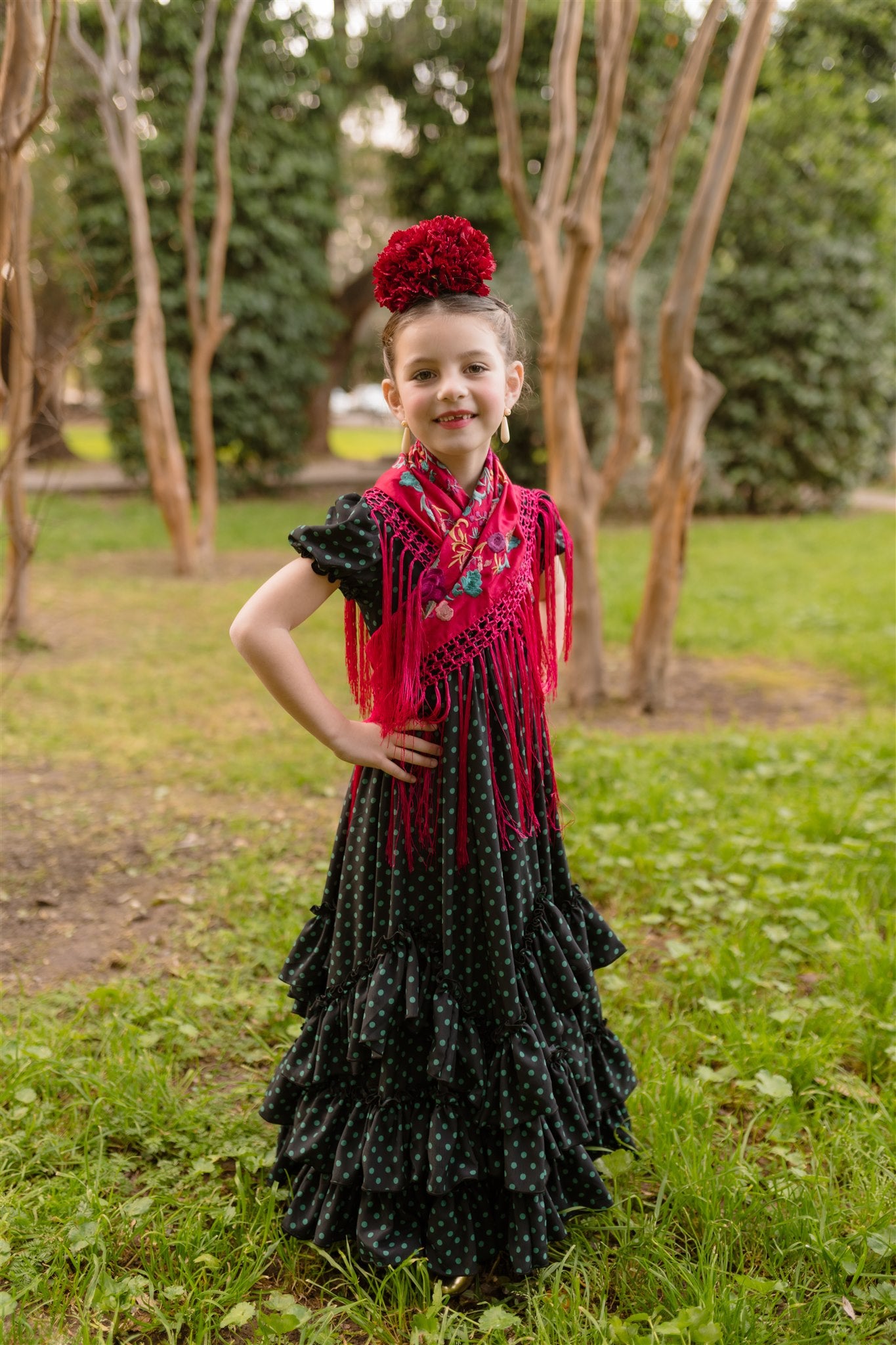 TRAJE DE FLAMENCA CONCHITA (NEGRO/VERDE)