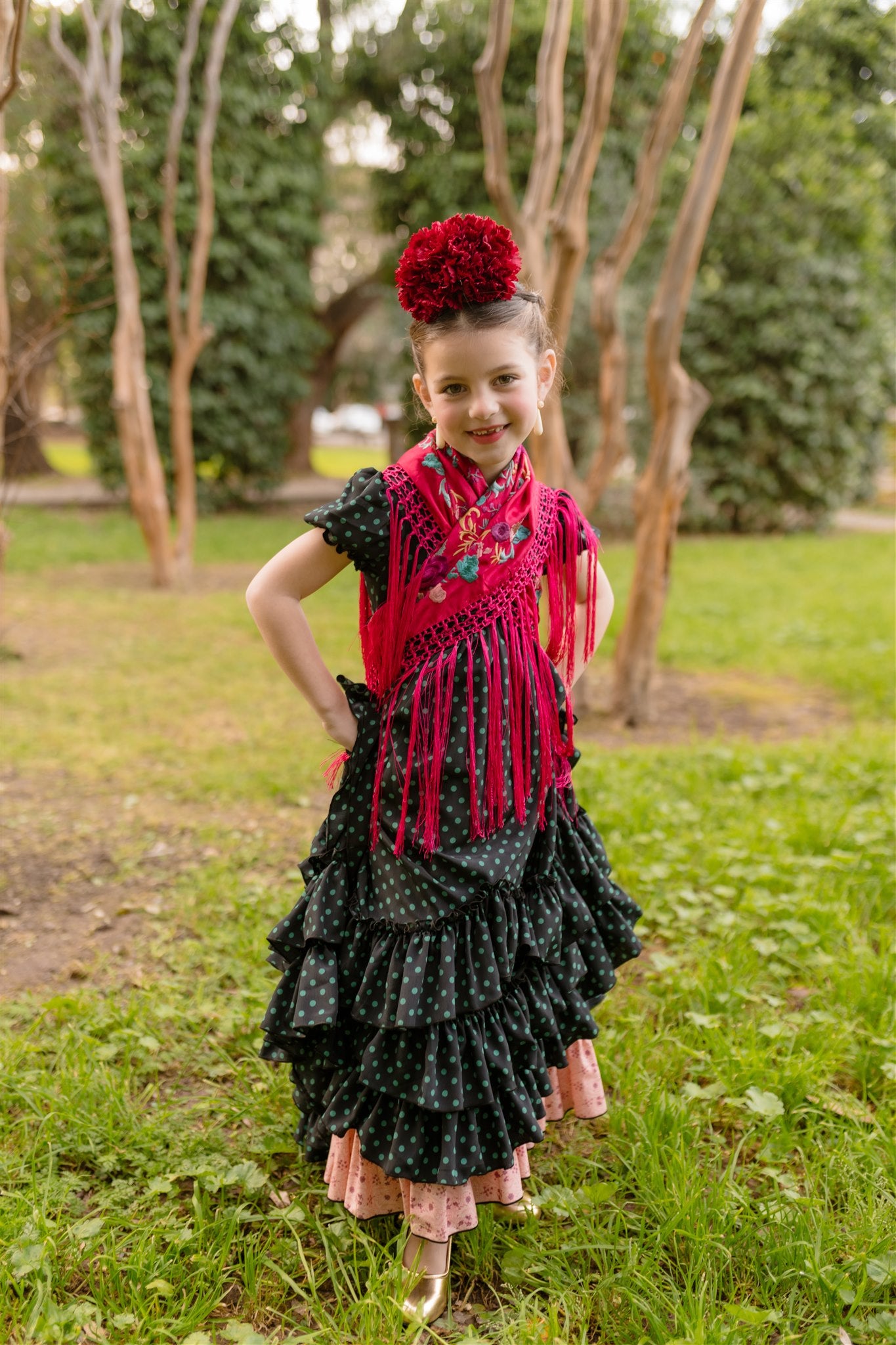 TRAJE DE FLAMENCA CONCHITA (NEGRO/VERDE)