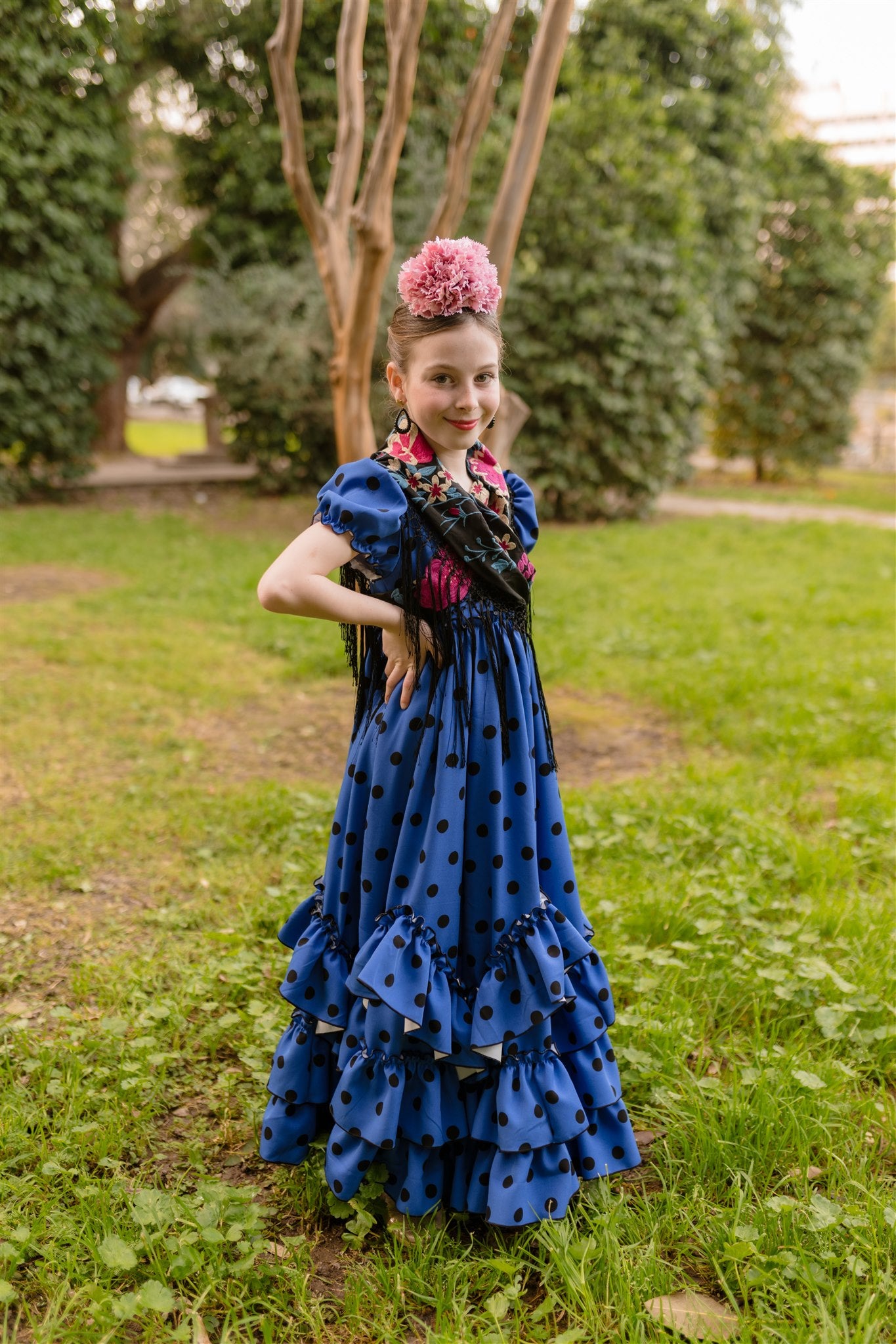 TRAJE DE FLAMENCA ISABEL (AZUL/NEGRO)