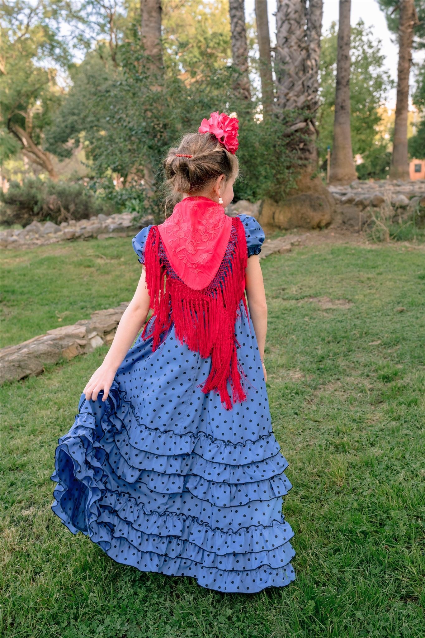 TRAJE DE FLAMENCA FABIOLA (Azulón lunar negro)