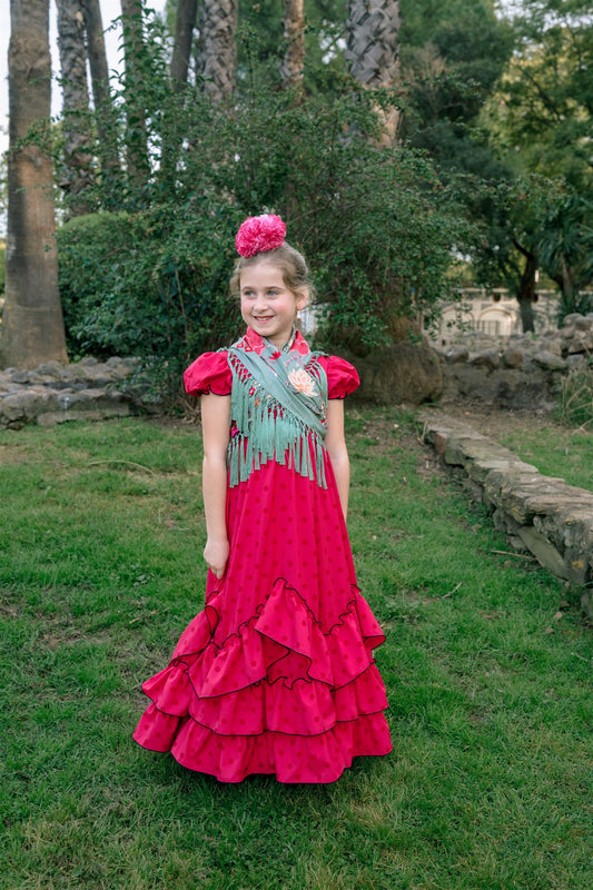 TRAJE DE FLAMENCA MACARENA (Guinda)