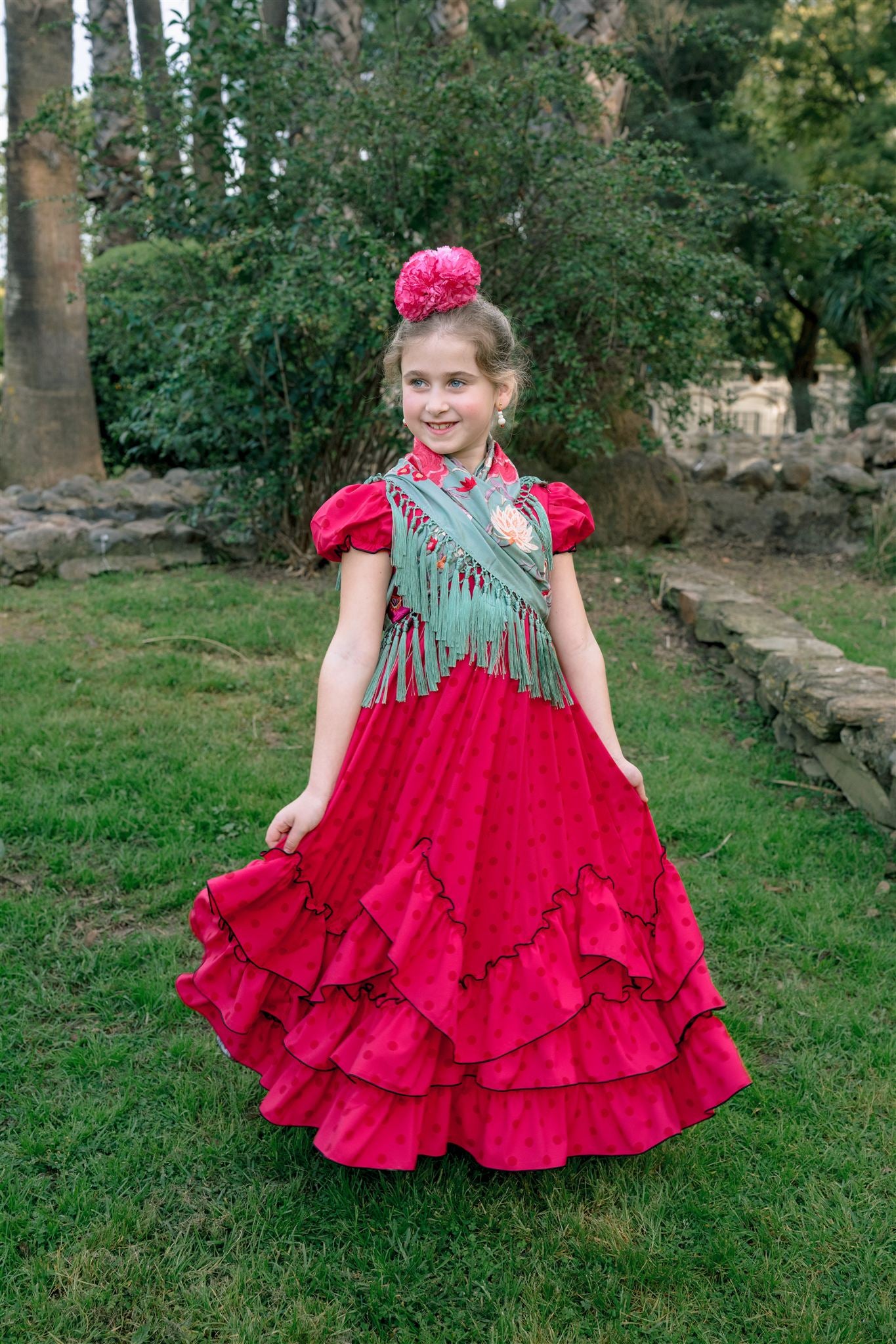 TRAJE DE FLAMENCA MACARENA (Guinda)