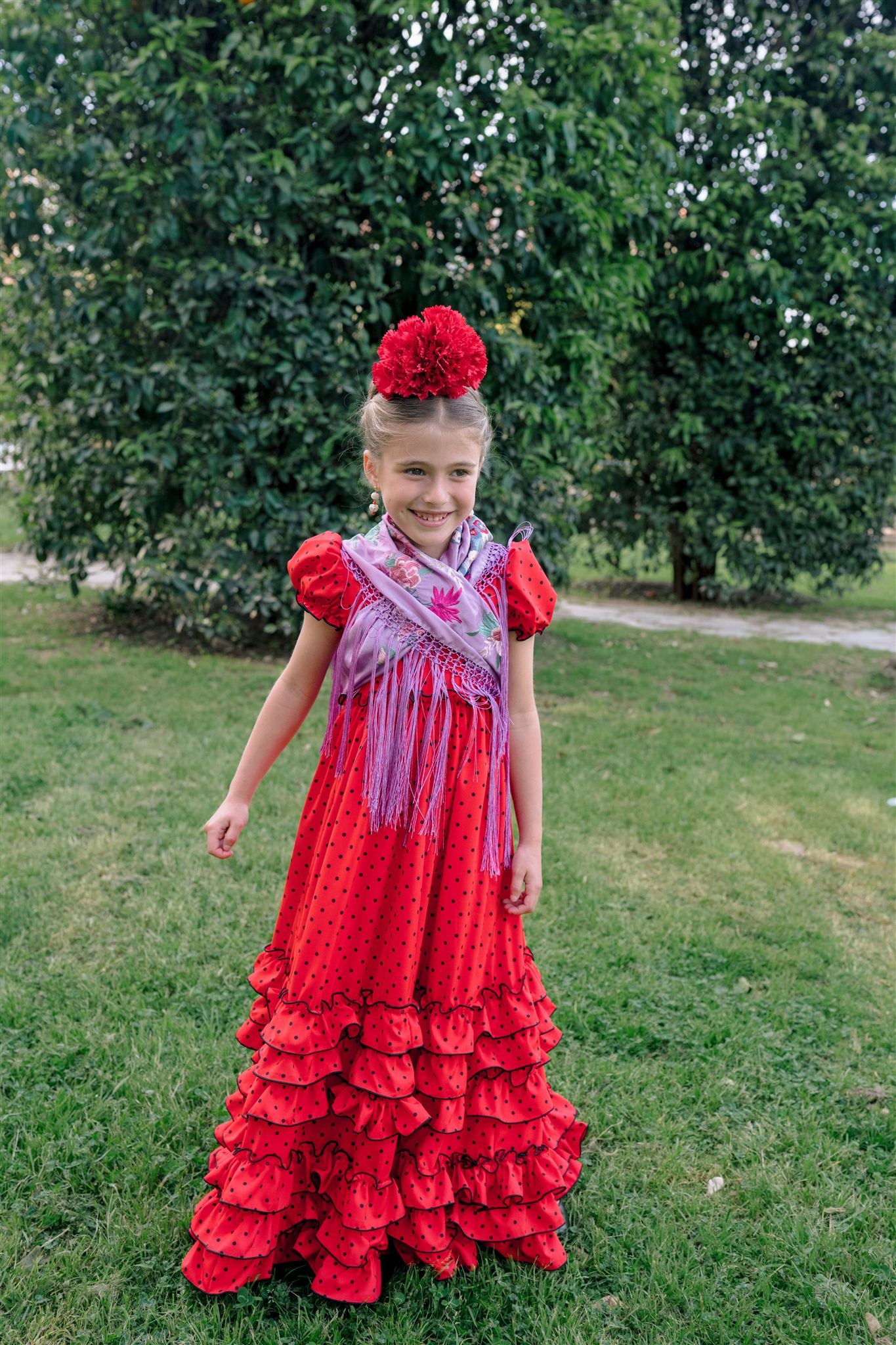 TRAJE DE FLAMENCA ANGUSTIAS (Rojo lunar negro)