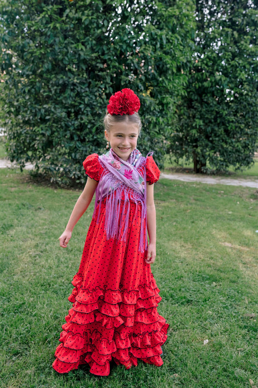 TRAJE DE FLAMENCA ANGUSTIAS (Rojo lunar negro)