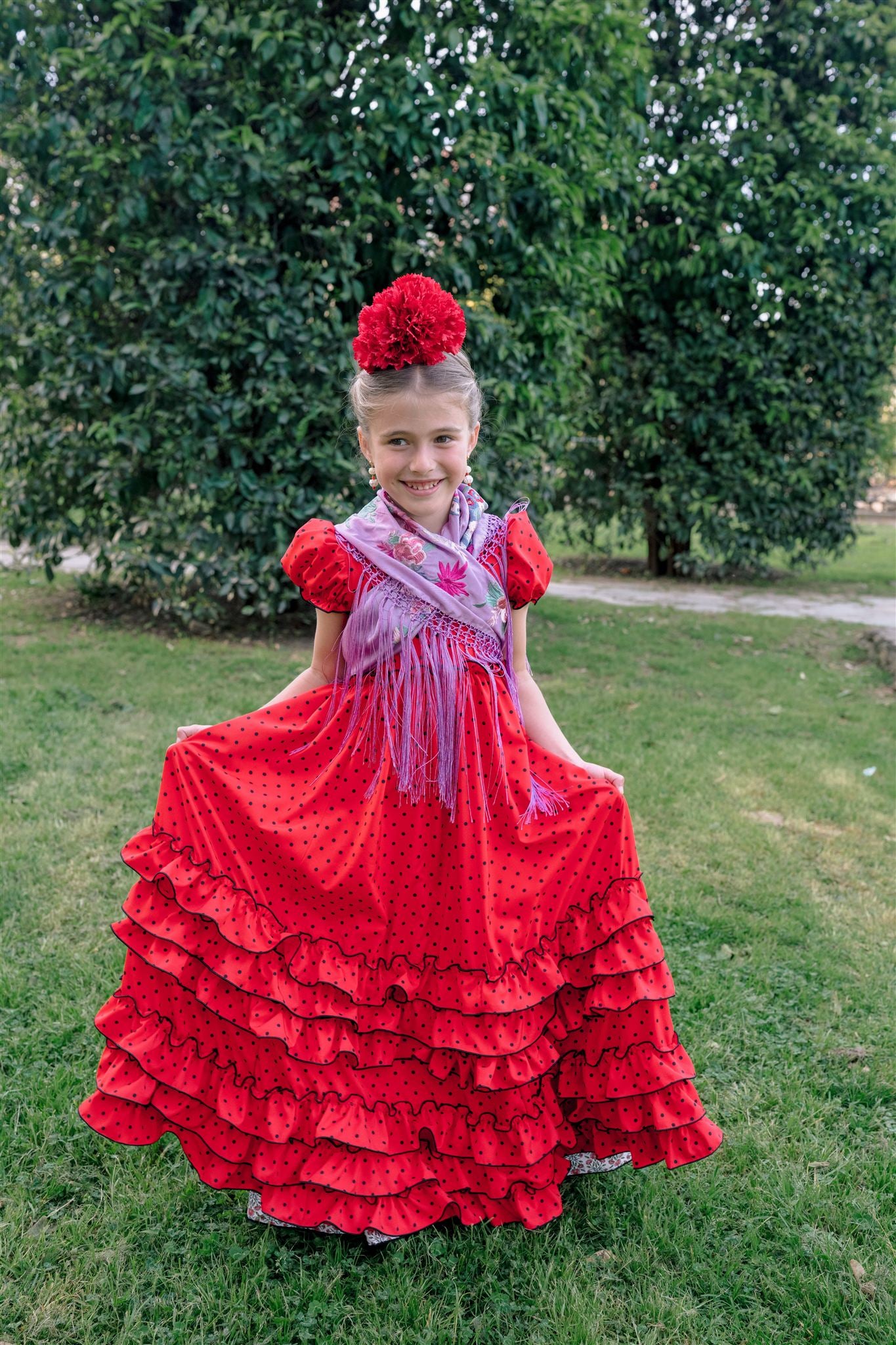 TRAJE DE FLAMENCA ANGUSTIAS (Rojo lunar negro)
